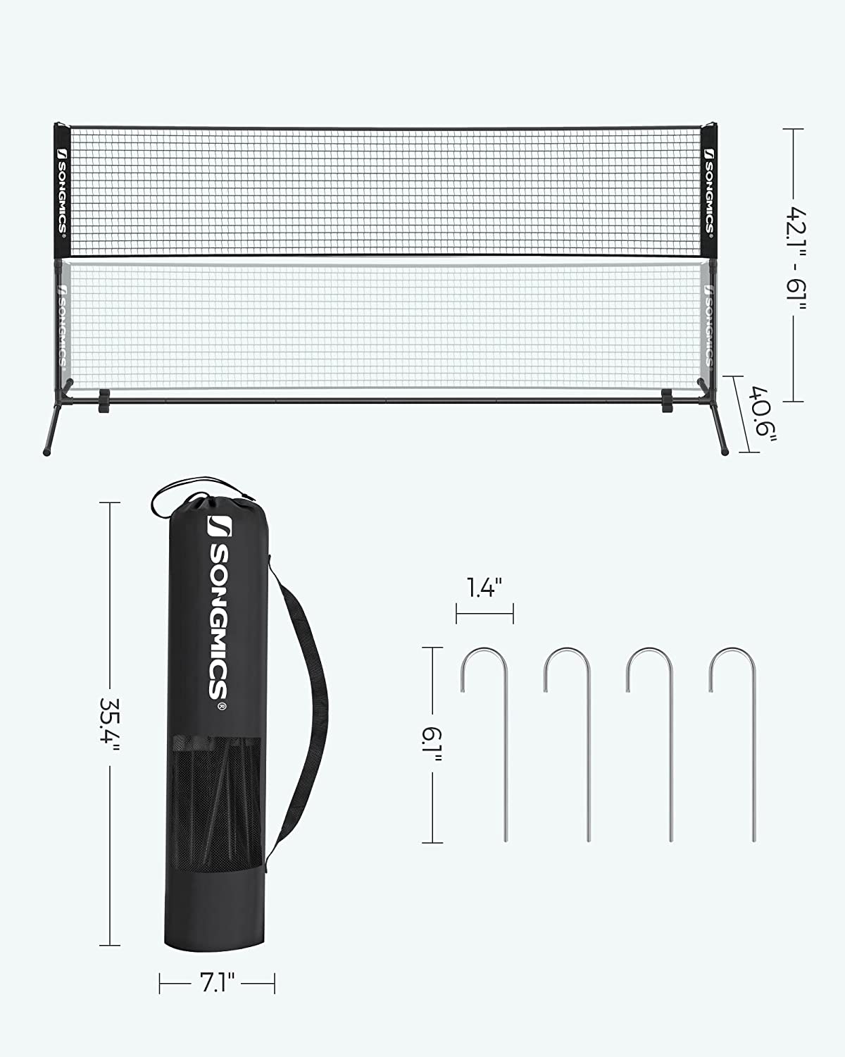 Portable Tennis Badminton Net Black