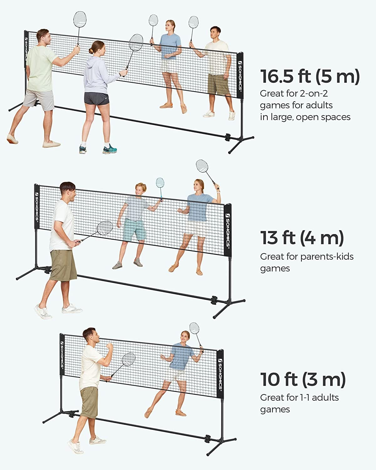 Portable Tennis Badminton Net Black