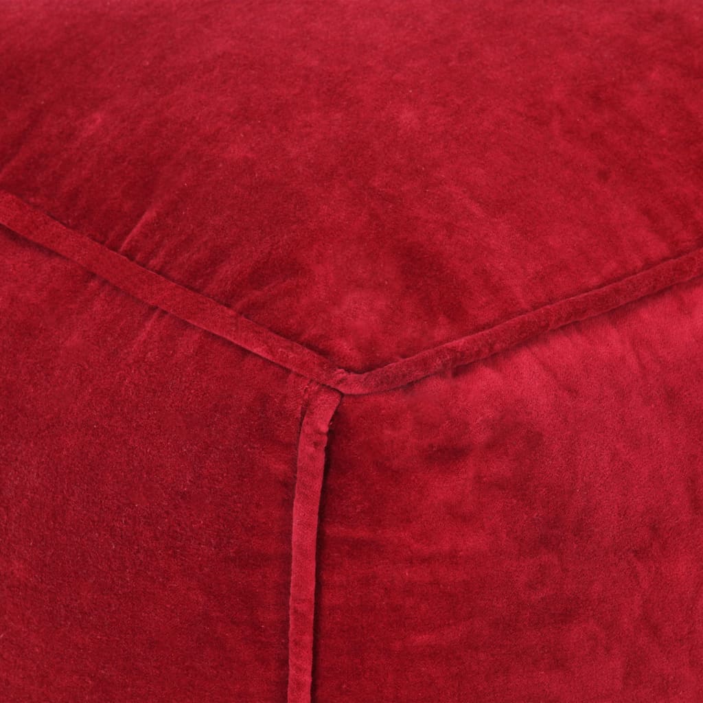 Pouffe Cotton Velvet Ruby Red