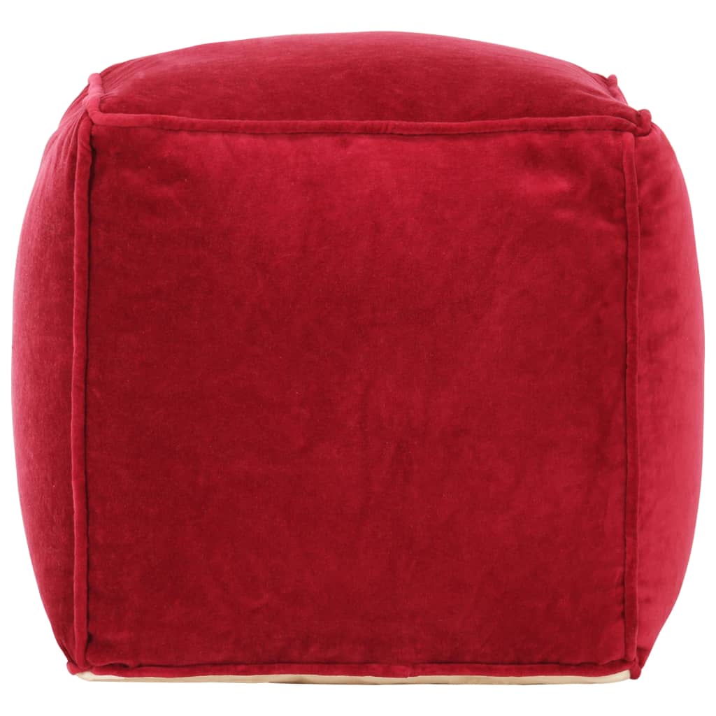 Pouffe Cotton Velvet Ruby Red