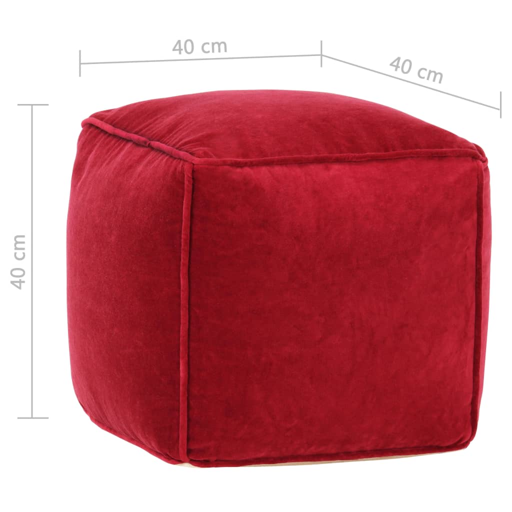 Pouffe Cotton Velvet Ruby Red