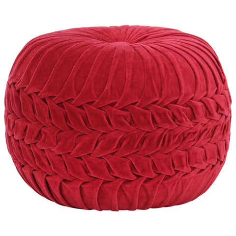Pouffe Cotton Velvet Smock Design Red