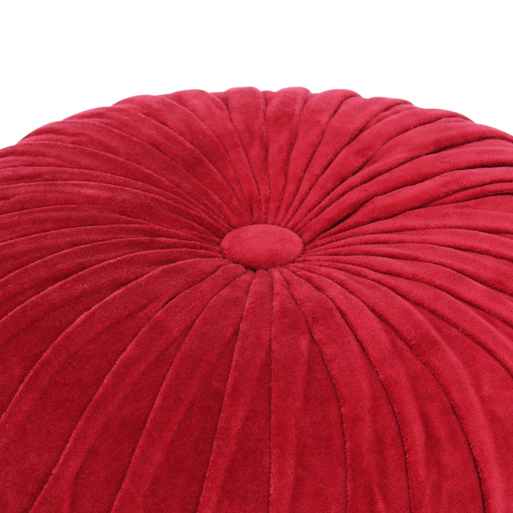 Pouffe Cotton Velvet Smock Design Red