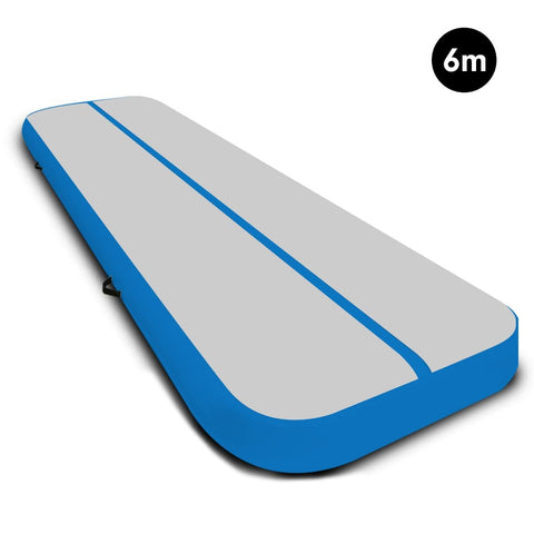 Powertrain 6m x 2m Airtrack Tumbling Mat Gymnastics Exercise Grey Blue