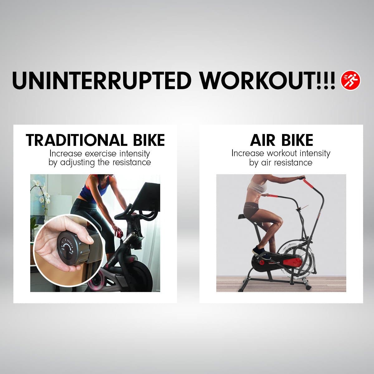 PowerTrain Air Resistance Exercise Bike Spin Fan Equipment Cardio