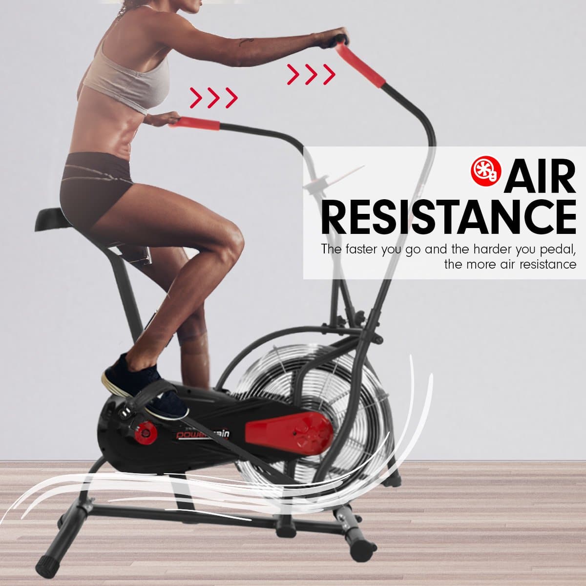 PowerTrain Air Resistance Exercise Bike Spin Fan Equipment Cardio