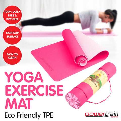 Powertrain Eco-Friendly TPE Pilates Exercise Yoga Mat 8mm - Pink