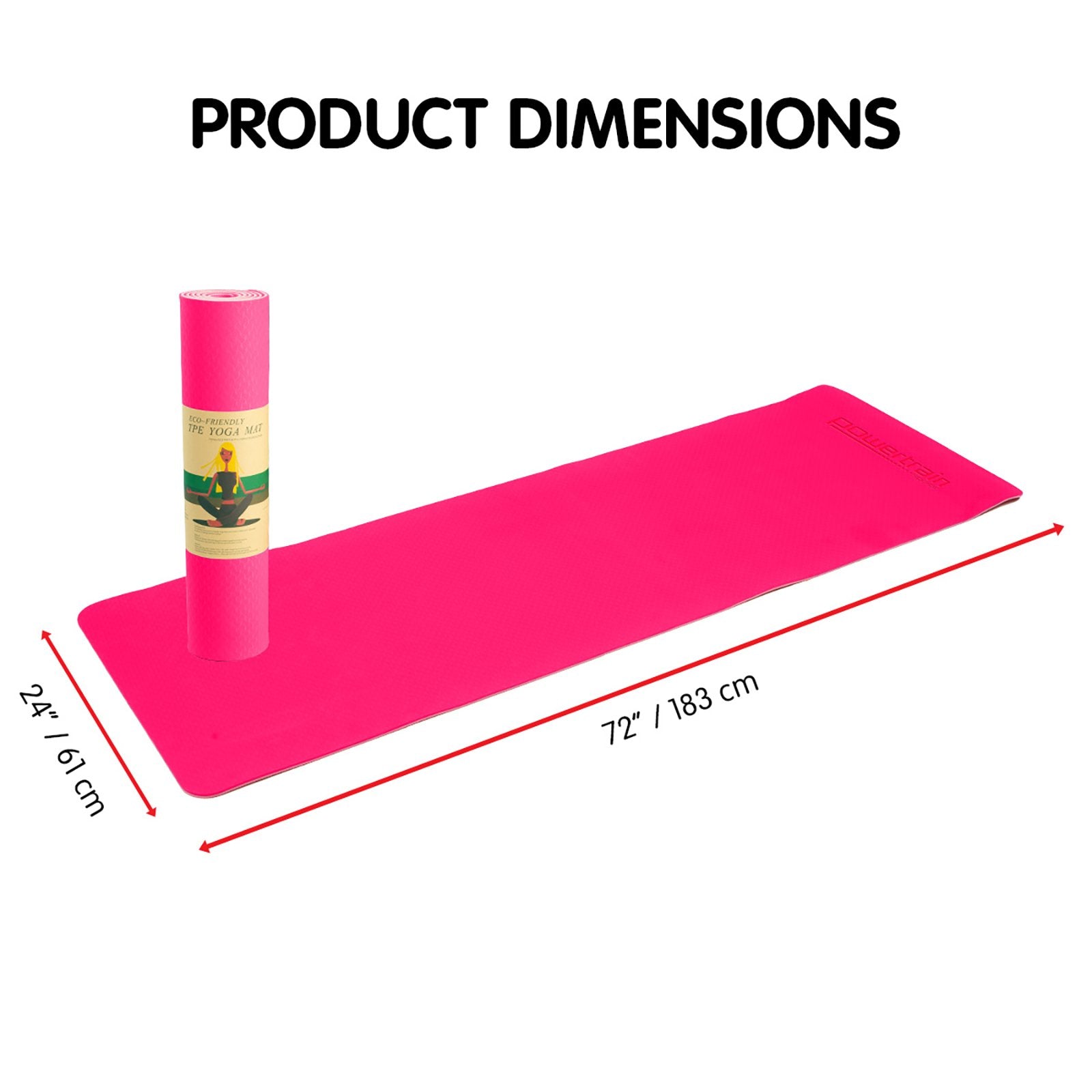 Powertrain Eco-Friendly TPE Pilates Exercise Yoga Mat 8mm - Pink