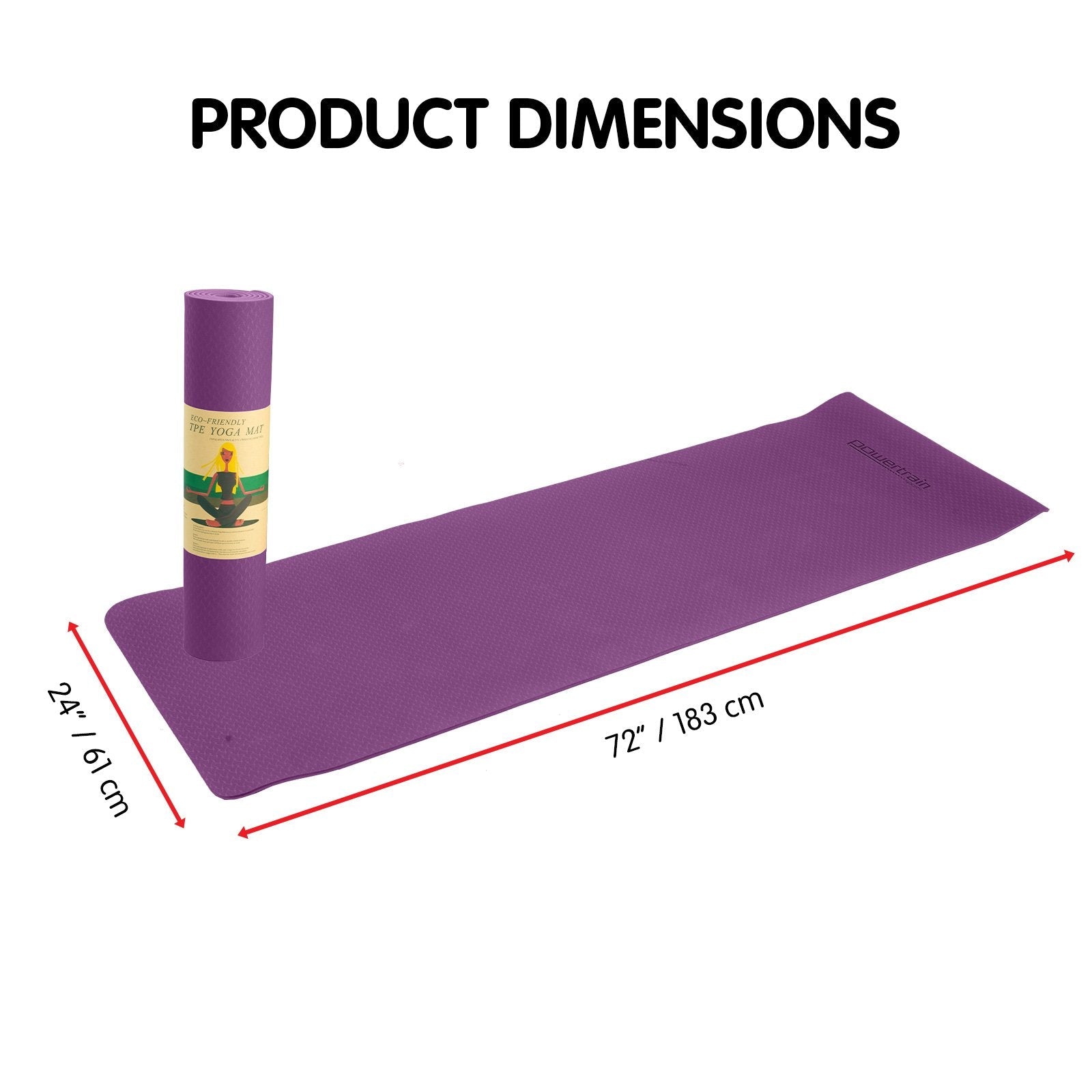 Powertrain Eco-Friendly TPE Yoga Pilates Exercise Mat 6mm - Purple