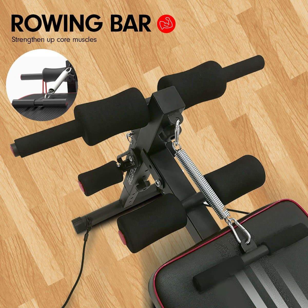 Fatherday-sports and fitness PowerTrain Inclined Sit up bench with Resistance bands Push up Bars