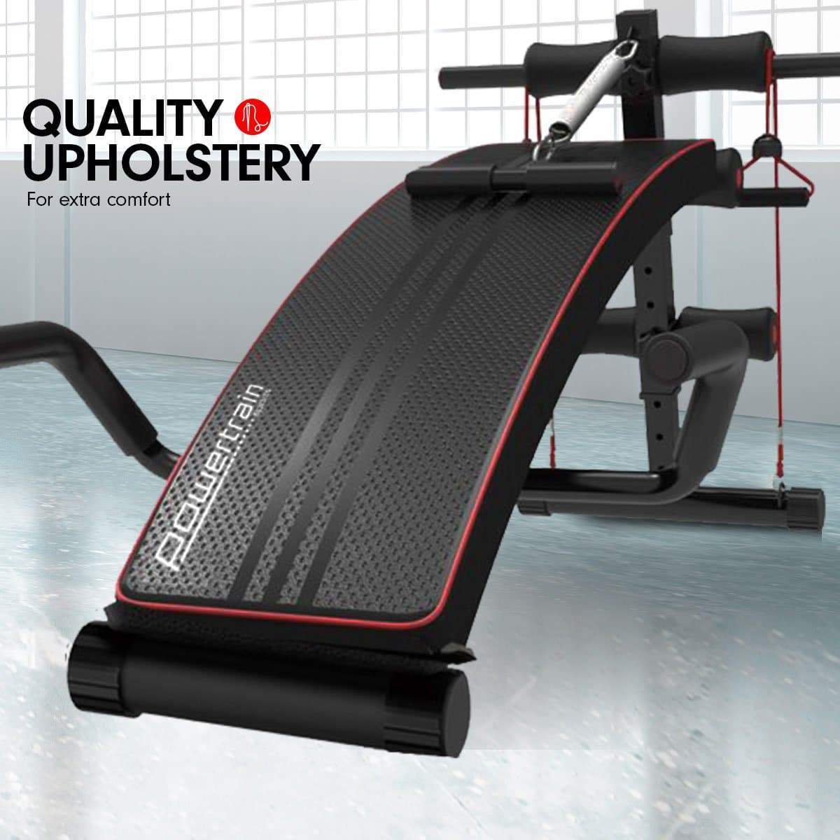 Fatherday-sports and fitness PowerTrain Inclined Sit up bench with Resistance bands Push up Bars