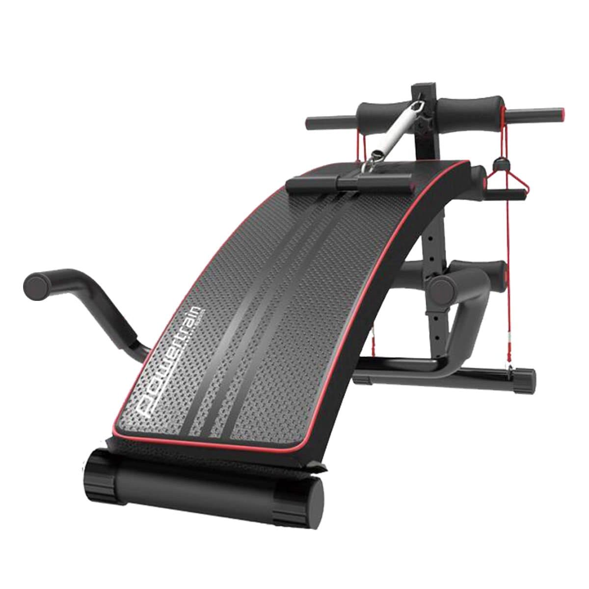 Fatherday-sports and fitness PowerTrain Inclined Sit up bench with Resistance bands Push up Bars