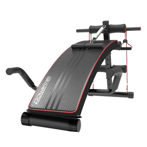 PowerTrain Inclined Sit up bench with Resistance bands Push up Bars