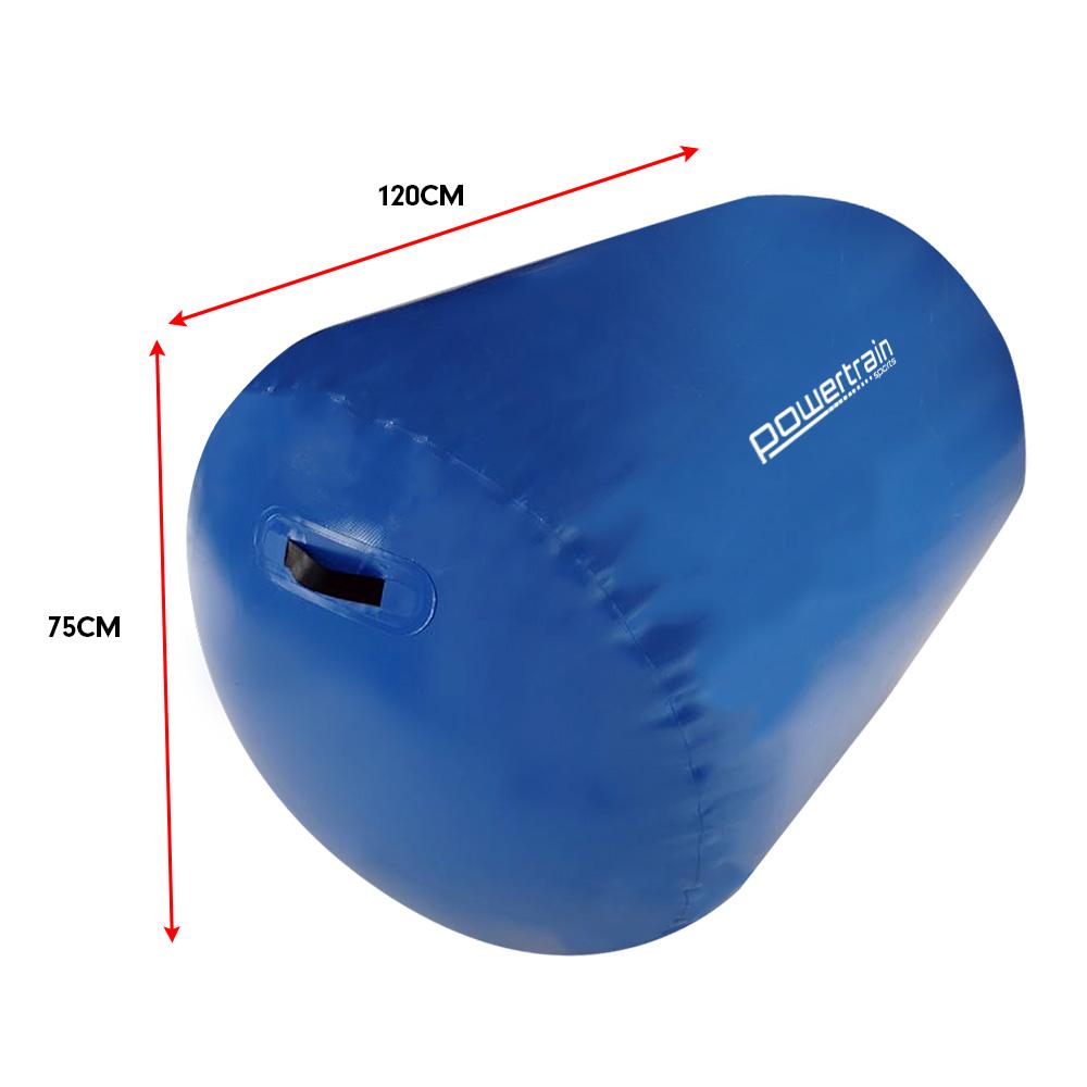 Powertrain Inflatable Air Exercise Roller Gym 120 x 75cm Blue