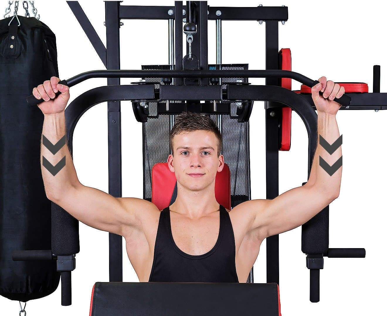 Fatherday-sports and fitness Powertrain Multi-Station Home Gym with Punching Bag - 165lbs