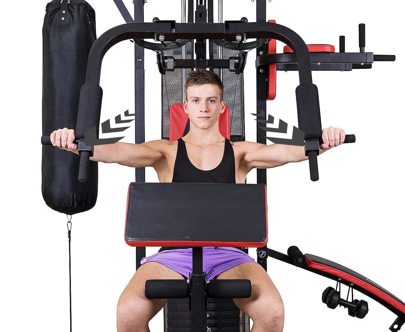 Fatherday-sports and fitness Powertrain Multi-Station Home Gym with Punching Bag - 165lbs