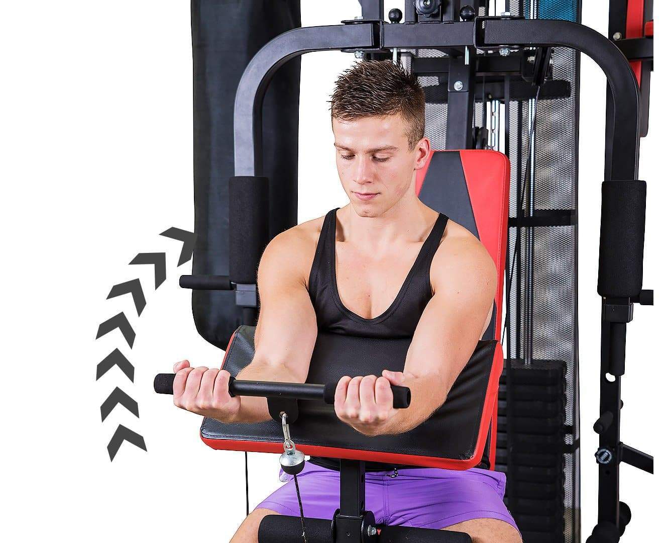 Fatherday-sports and fitness Powertrain Multi-Station Home Gym with Punching Bag - 165lbs