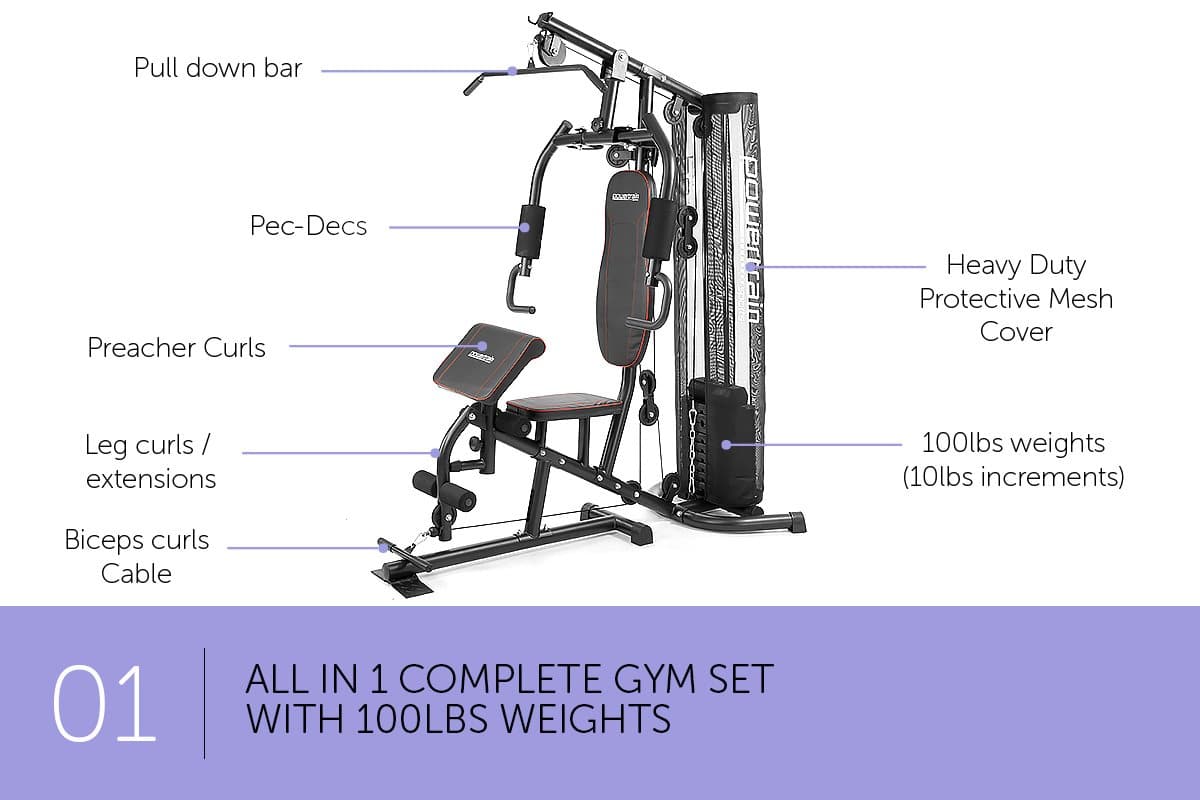 Powertrain MultiStation Home Gym - 45kg with Preacher Curls