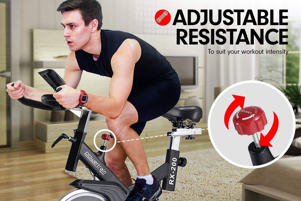 PowerTrain RX-200 Exercise Spin Bike Cardio Cycle - Black