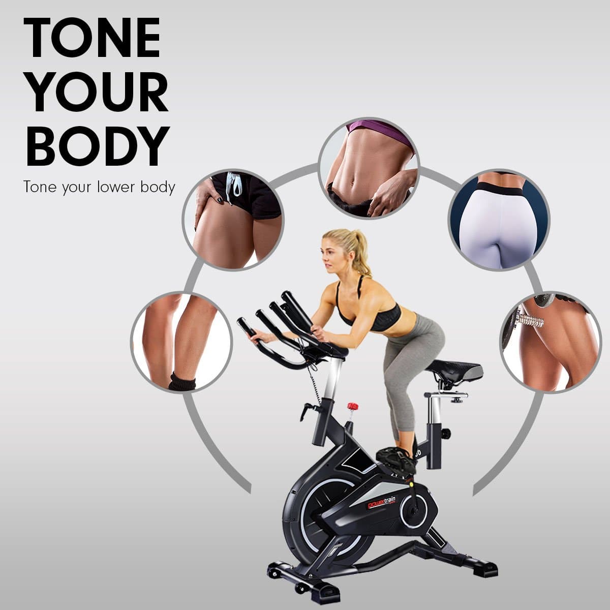 PowerTrain RX-900 Exercise Spin Bike Cardio Cycle - Silver