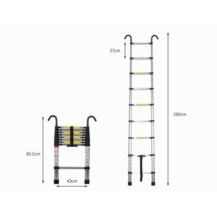 Premium aluminium alloy 2.6M Telescopic Aluminium Ladder