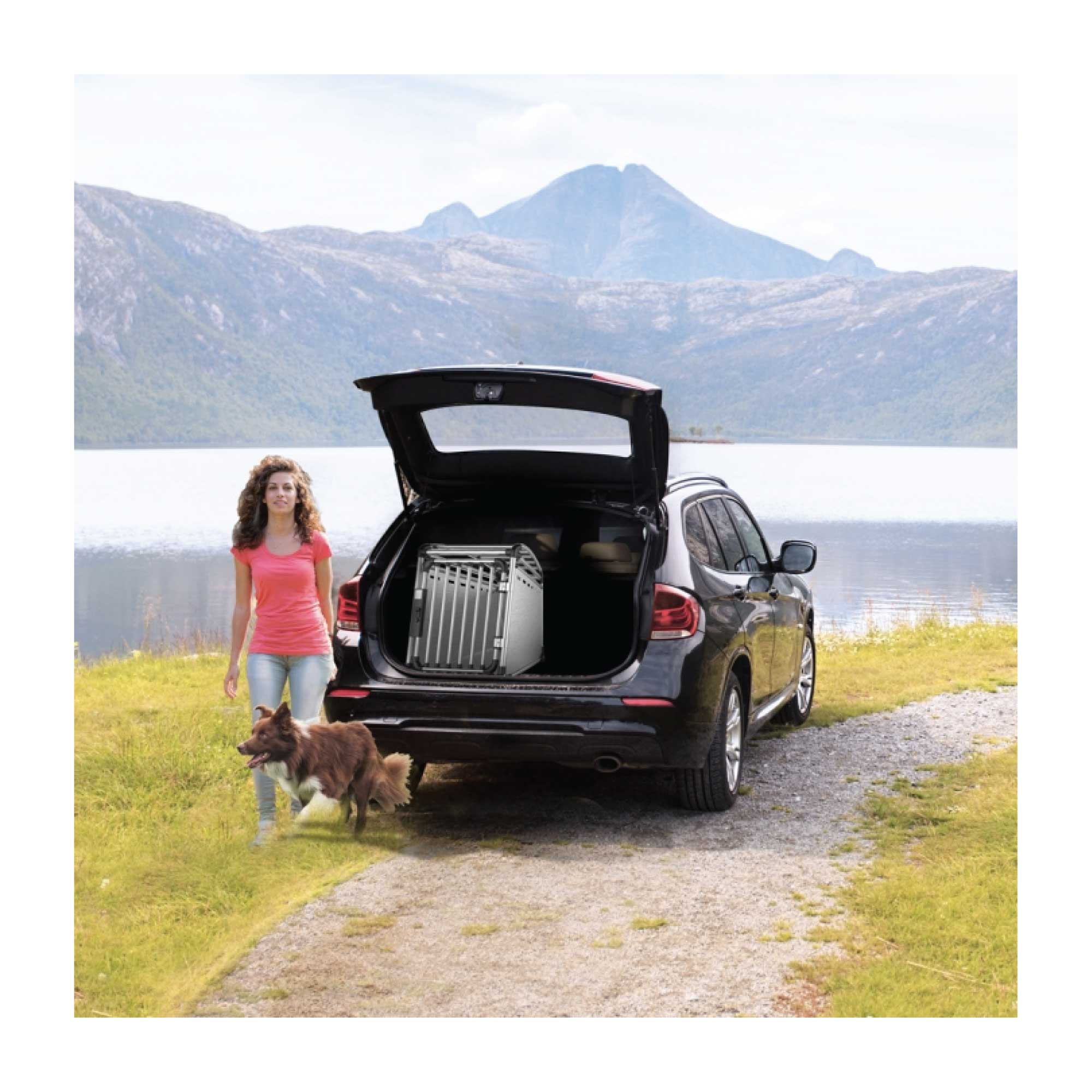 Premium Aluminium Dog Travel Crate - Medium Pet Transport Cage