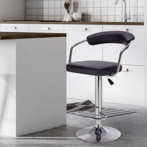 Premium PU leather Adjustable Barstool - Black