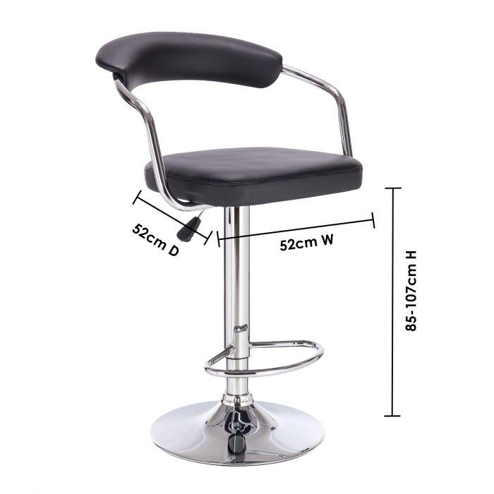Black colour - Premium PU leather Adjustable Barstool - Black