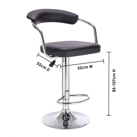 Premium PU leather Adjustable Barstool - Black