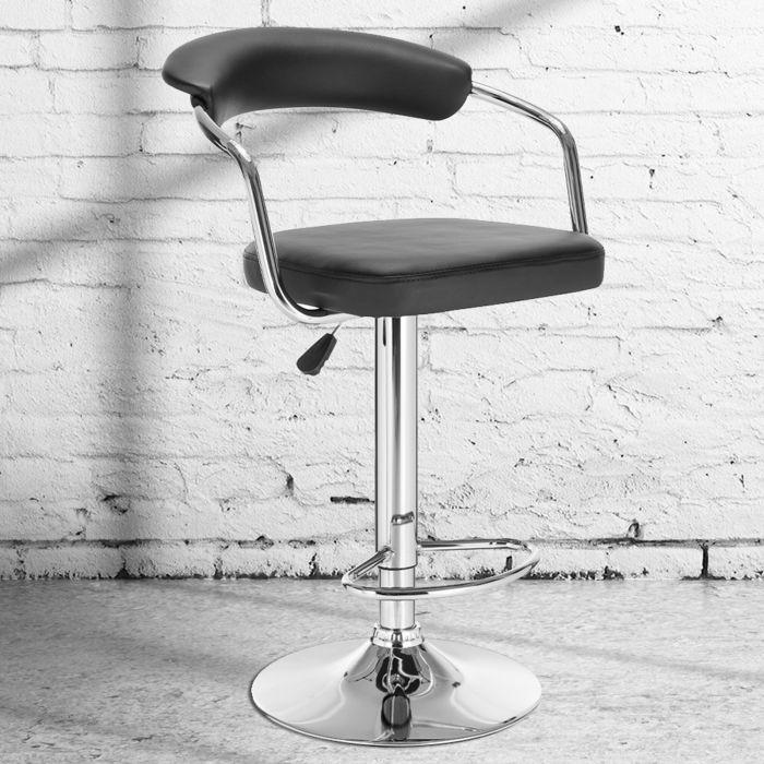 Premium PU leather Adjustable Barstool - Black | Leather finish