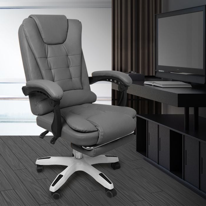 Premium PU leather Gaming Office Chair Executive Footrest-Grey