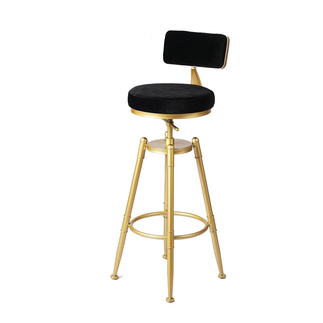 Dining Room Premium velvet upholstery Kitchen Stool Chair Swivel Barstools-black