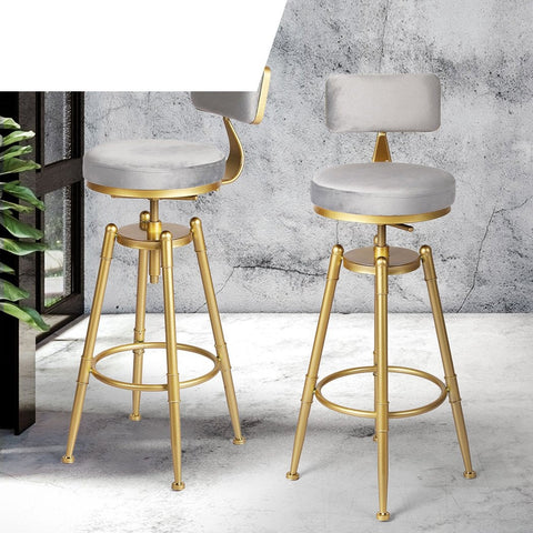 Dining Room Premium velvet upholstery Kitchen Stool Chair Swivel Barstools-grey