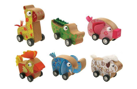 Price For One Wooden Animal Pull Back Randomly Pick