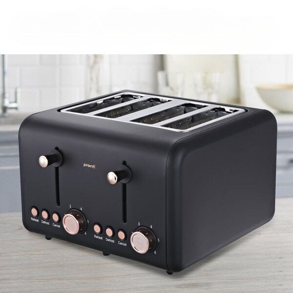 Pronti 4 Slice Toaster Rose Trim Collection - Black