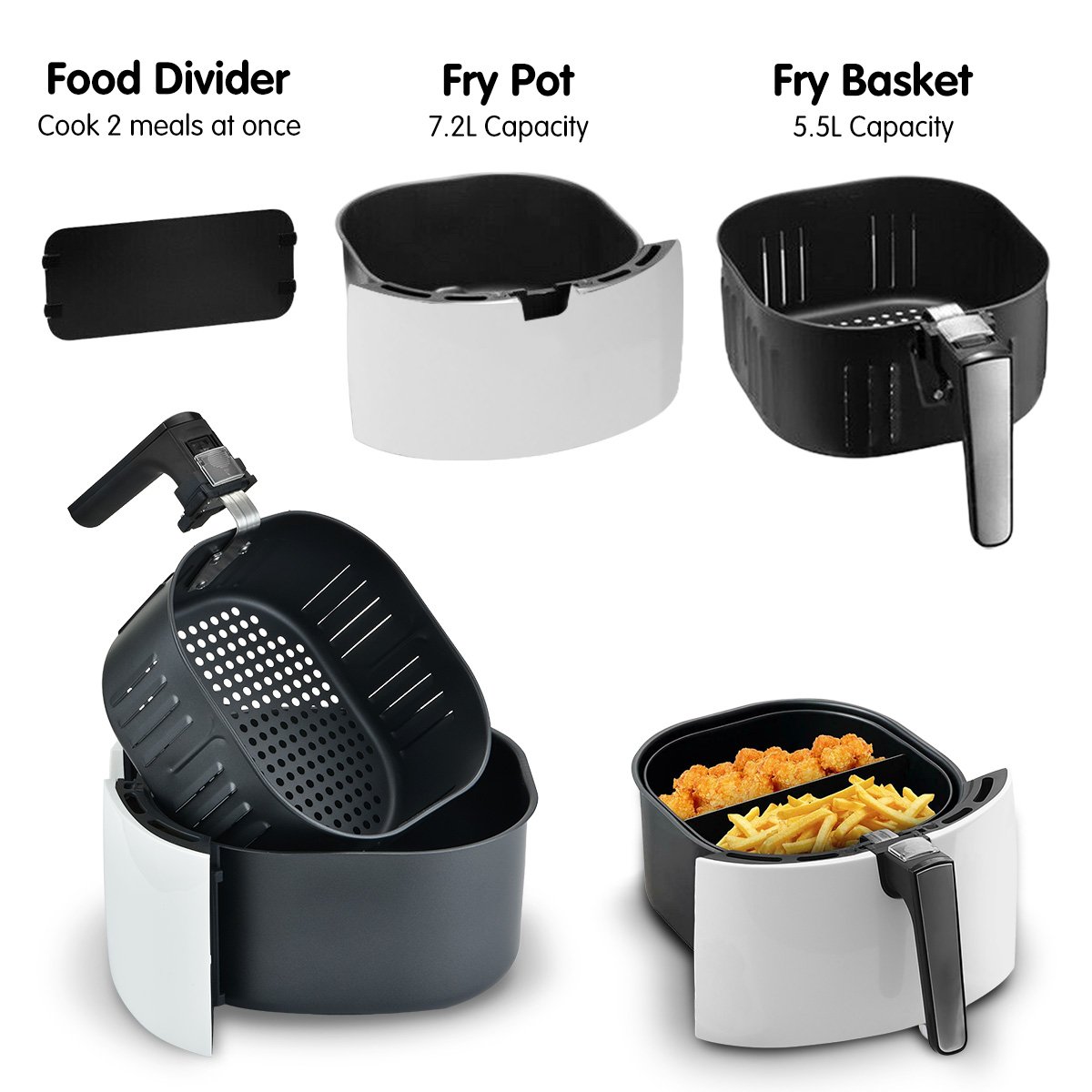 kitchen Pronti 7.2L 1800W Air Fryer Cooker Kitchen Oven White