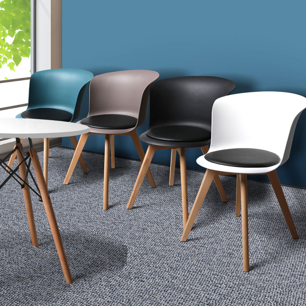 office & study PU Leather 4Pcs Office Meeting Chair Set -Black / White / Brown / Blue
