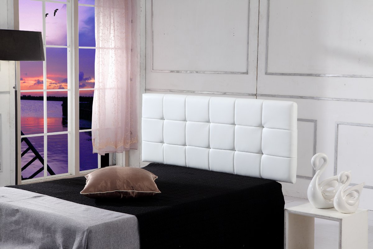Bedroom PU Leather Double Bed Deluxe Headboard Bedhead - White