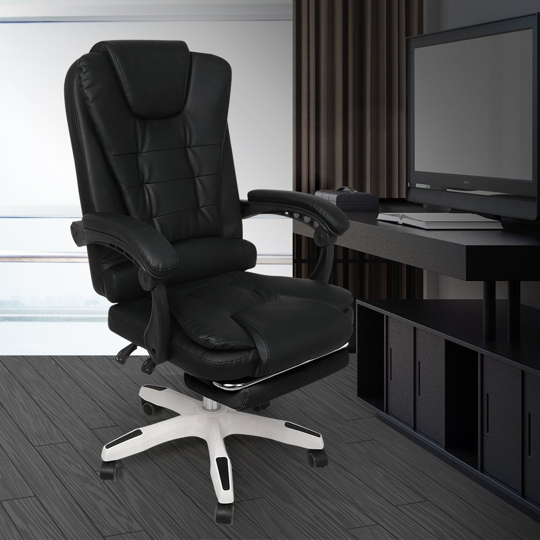 office & study Pu Leather Executive Racer Office Chair Black