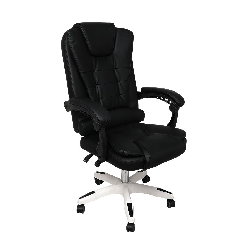 office & study Pu Leather Executive Racer Recliner Office Chair Black Without Footrest