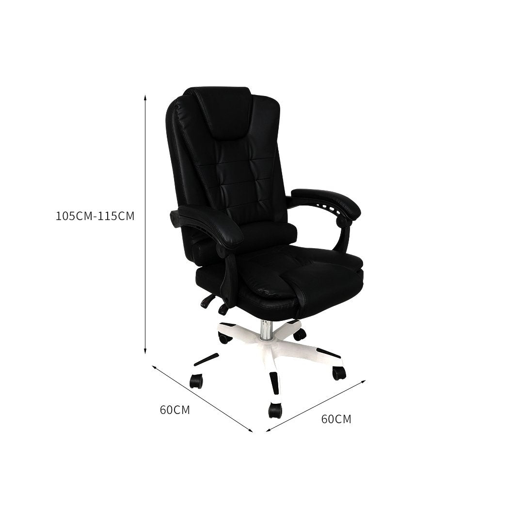 office & study Pu Leather Executive Racer Recliner Office Chair Black Without Footrest