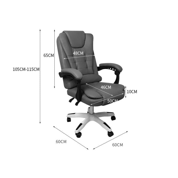PU leather Gaming Office Chair Executive Recliner-Grey