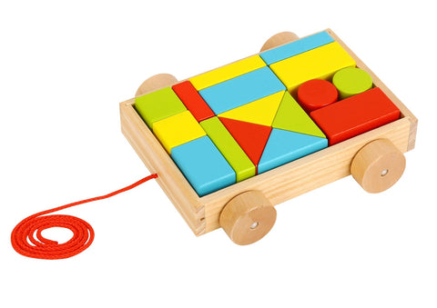 Pull Along Cart With Blocks Small