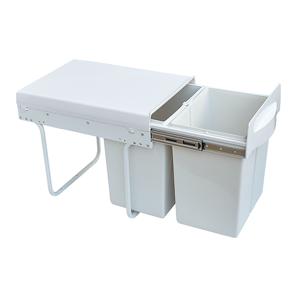 Pull Out Bin Kitchen Double Dual Slide Garbage Rubbish Waste 2X20L