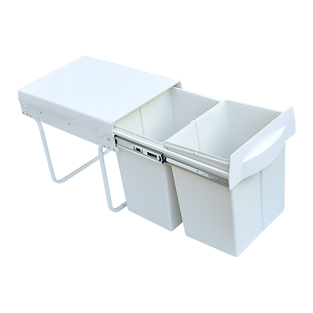 Pull Out Bin Kitchen Double Dual Slide Garbage Rubbish Waste 2X20L