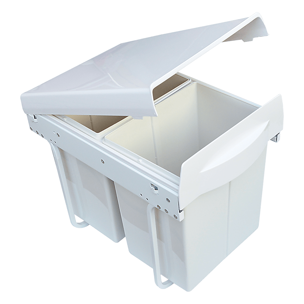Pull Out Bin Kitchen Double Dual Slide Garbage Rubbish Waste 2X20L
