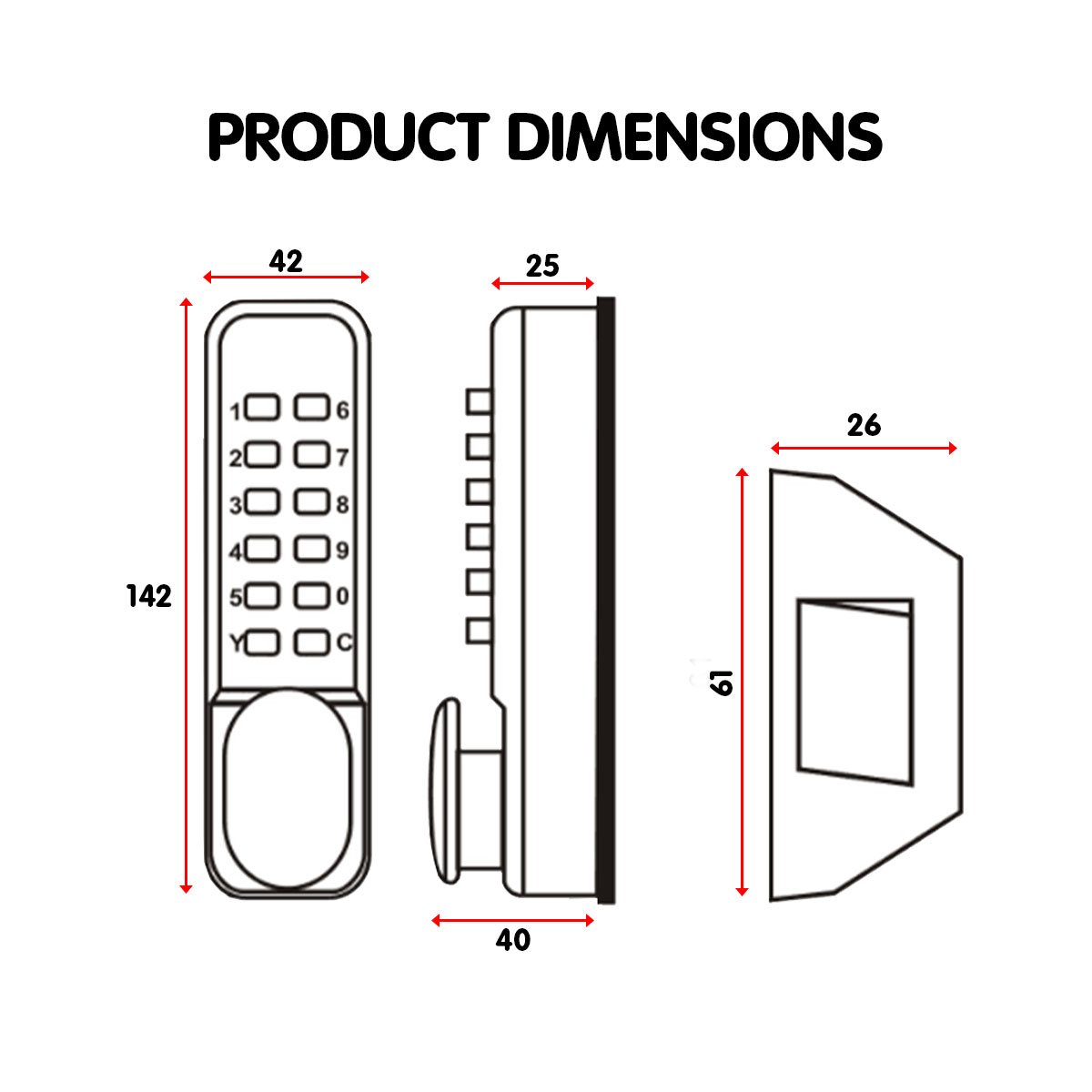 Push Button Digital Combination Security Door Lock Zinc Alloy