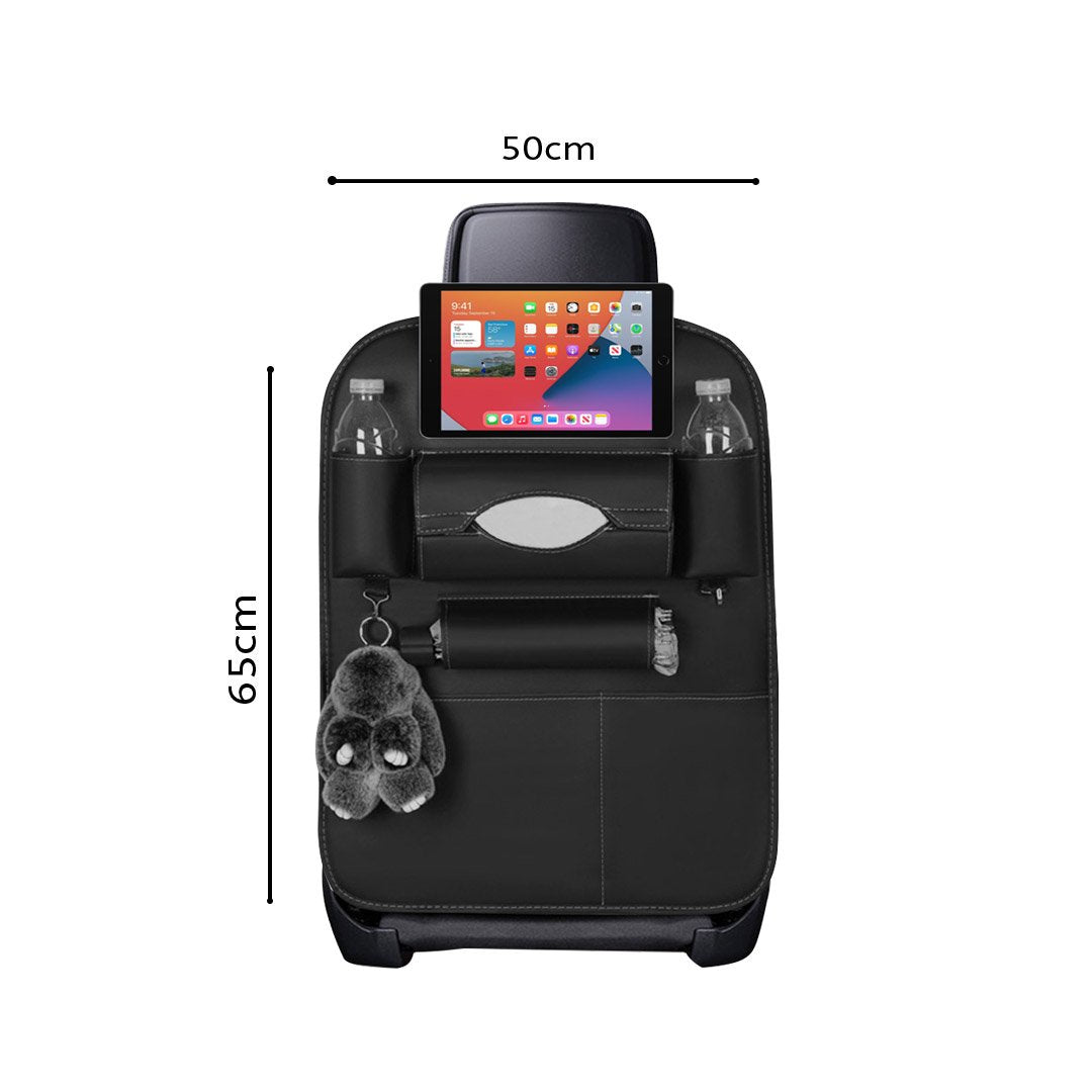 Interior Accessories PVC Leather Car Back Seat Storage Bag Multi-Pocket Organizer Backseat and iPad Mini Holder Black