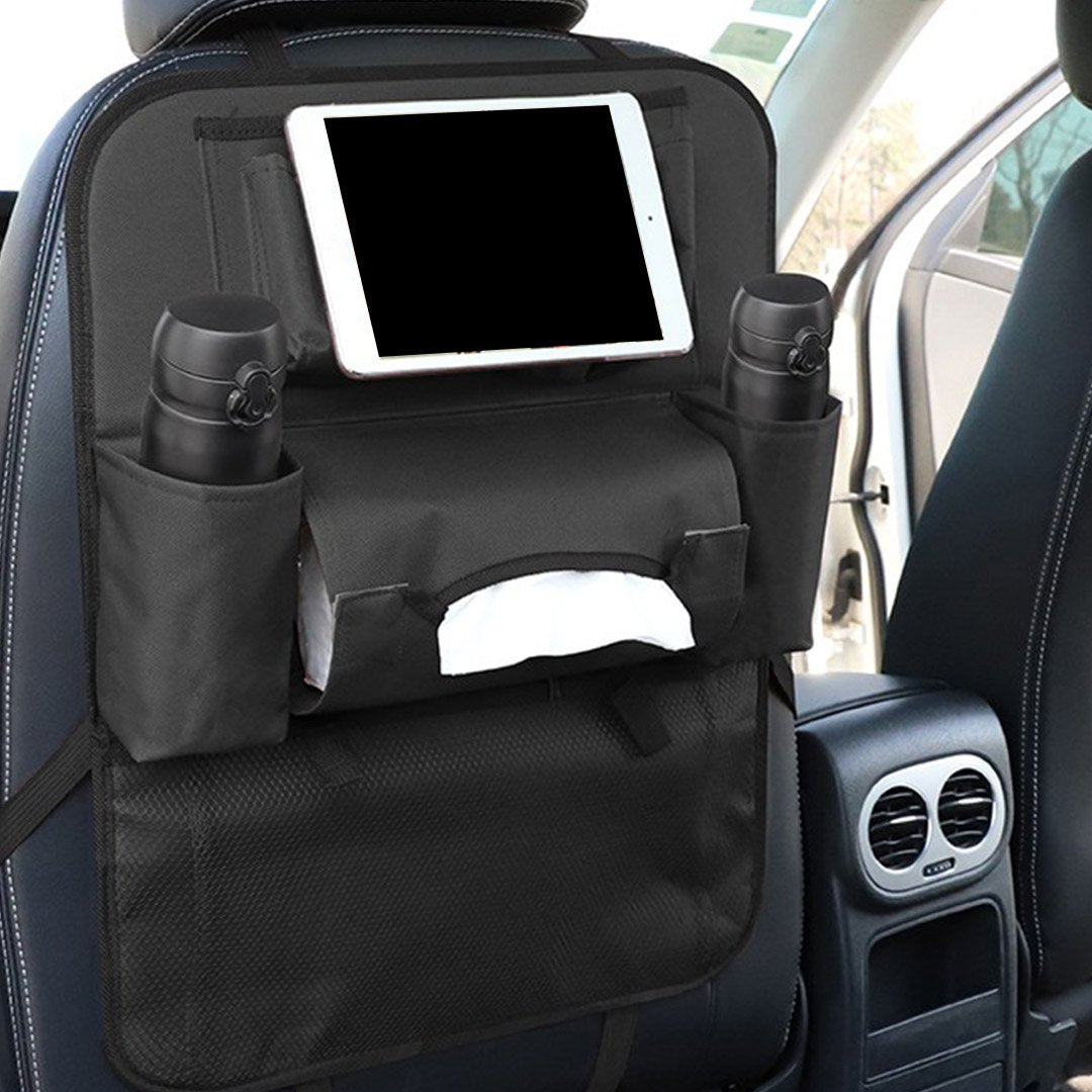 Interior Accessories PVC Leather Car Back Seat Storage Bag Multi-Pocket Organizer Backseat and iPad Mini Holder Black