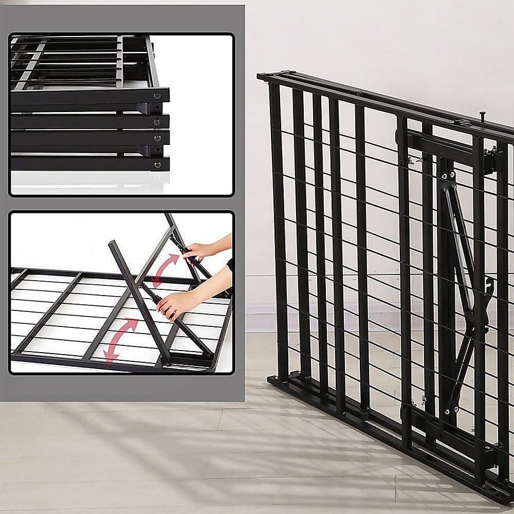 Queen Folding Metal Bed Frame Storage Platform Mattress Base